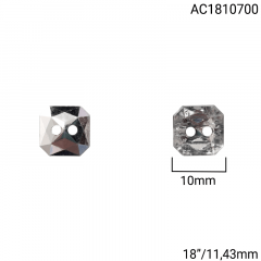 Botão Acrílico - Modinha - Hexagonal - Prata - 2 furos - Tam 18"/11,43mm - C/100und - CÓD AC1810700