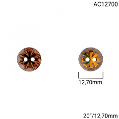 Botão Acrílico - Modinha - Símbolo Dourado - 2 furos - Tam 20"/12,70mm - C/100und - Cód AC12700