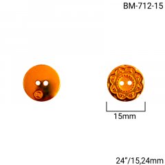 Botão Abs - Modinha - Flor - Dourado - 4 furos - Tam 24"/15,24mm - C/100und - CÓD BM-712-15