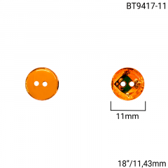 Botão Acrílico - Modinha - Dourado - 2 furos - Tam 18"/11,43mm - C/50und - CÓD BT9417-11