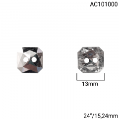Botão Acrílico - Modinha - Hexagonal - Prata - 2 furos - Tam 24"/15,24mm - C/100und - CÓD AC101000