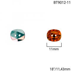 Botão Acrílico - Modinha - Hexagonal - Dourado - 2 furos - Tam 18"/11,43mm - C/144und - CÓD BT9012-11
