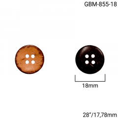 Botão Imita Madeira Riscada - Modinha - 4 furos - Tam 28"/17,78mm - C/200und - Cód GBM-855-18