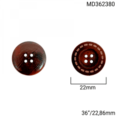 Botão Imita Madeira Escura C/Pontilhado - Modinha - 4 furos - Tam 36"/22,86mm - C/100und - Cód MD362380