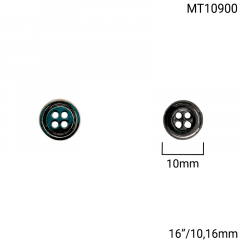 Botão Metal - Modinha - Bordas Arredondadas - Onix - 4 furos - Tam 16"/10,16mm - 100und - Cód MT10900