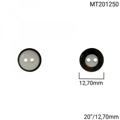 Botão Metal C/Poliéster - Modinha - Onix - 2 Furos - Tam 20"/12,70mm - C/144und - Cód MT201250