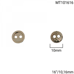 Botão Metal - Modinha - Detalhes Quadrados - Prata - 2 furos - Tam 16"/10,16mm - C/50und - Cód MT101616