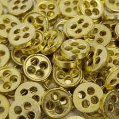 Botão Metal - Dourado - 4 furos - Modinha - Tam 14"/8,89mm - C/100und