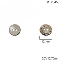 Botão Metal - Modinha - Esculpido - Prata - 2 furos - Tam 20"/12,70mm - C/50und - Cód MT20450
