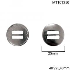 Botão Metal - Modinha - Furos Quadrado - Prata - Tam 40"/25,40mm - C/50und - Cód MT101250