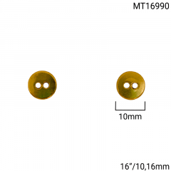 Botão Metal - Modinha - Liso - Dourado - 2 furos - Tam 16"/10,16mm - 100und - Cód MT16990