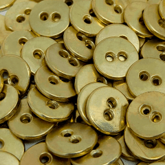 Botão Metal - Modinha - Liso - Dourado - 2 furos - Tam 16"/10,16mm - 100und - Cód MT16990