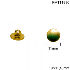 Botão Metal Pezinho - Modinha - Círculo - Dourado - Tam 18"/11,43mm - C/50und - Cód PMT11990