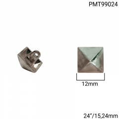 Botão Metal Pezinho - Modinha - Triângulo Pontiagudo - Prata - Tam 24"/15,24mm - C/50und - Cód PMT99024