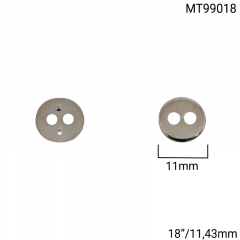 Botão Metal - Modinha - Prata - 2 furos - Tam 18"/11,43mm - C/100und - Cód MT99018