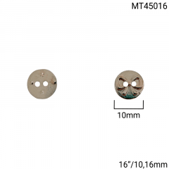 Botão Metal - Modinha - Laço Prata  - 2 furos - Tam 16"/10,16mm - C/50und - Cód MT45016