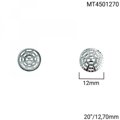Botão Metal - Modinha - Vazado - Prata - 2 furos - Tam 20"/12,70mm - C/50und - Cód MT4501270