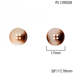 Botão Poliéster - Modinha - Imita Madeira Bege C/Marrom Claro - 4 furos - Tam 28"/17,78mm - C/200und - Cód PL139028