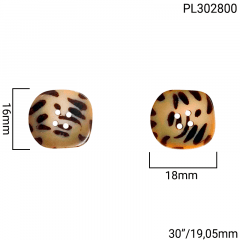 Botão Poliéster - Modinha - Animal Print Onça - 4 furos - Tam 30"/19,05mm - C/100und - Cód PL302800