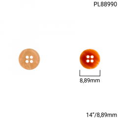 Botão Poliéster - Modinha - Bicolor -  4 furos - Tam 14"/8,89mm - C/100und - Cód PL88990