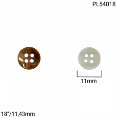 Botão Poliéster - Modinha - Bicolor -  4 furos - Tam 18"/11,43mm - C/144und - Cód PL54018