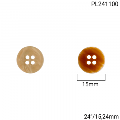 Botão Poliéster - Modinha - Bicolor - 4 furos - Tam 24"/15,24mm - C/100und - Cód PL241100