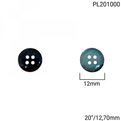 Botão Poliéster - Modinha - Preto e Branco Marmorizado - 4 furos - Tam 20"/12,70mm - C/100und - Cód PL201000