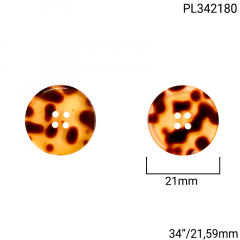 Botão Poliéster - Modinha - Gotículas Marrons - 4 furos - Tam 34"/21,59mm - C/100und - Cód PL342180