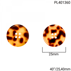 Botão Poliéster - Modinha - Gotículas Marrons - 4 furos - Tam 40"/25,40mm - C/50und - Cód PL401360