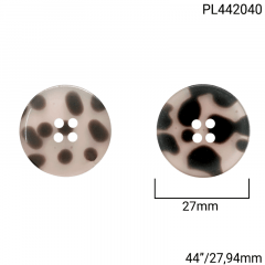 Botão Poliéster - Modinha - Gotículas Pretas - 4 furos - Tam 44"/27,94mm - C/50und - Cód PL442040
