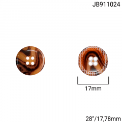 Botão Poliéster - Modinha - Imita Madeira C/Estrelas - 4 furos - Tam 28"/17,78mm - C/100und - Cód JB911024