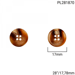 Botão Poliéster - Modinha - Imita Madeira - 4 furos - Tam 28"/17,78mm - C/100und - Cód PL281870