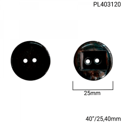 Botão Poliéster - Modinha - Meio Retangular Abaulado - 2 furos - Tam  40"/25,40mm - C/100und - Cód PL403120