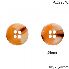 Botão Poliéster - Modinha - Imita Madeira C/3 Cores - 4 furos - Tam 40"/25,40mm - C/144und - Cód PL238040