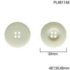 Botão Poliéster - Modinha - Off - C/Aro Pontilhado - 4 furos - Tam  48"/30,48mm - C/50und - Cód PL481148