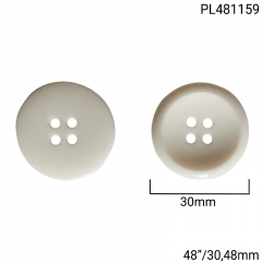 Botão Poliéster - Modinha - Off - Frente Abaulada - 4 furos - Tam  48"/30,48mm - C/50und - Cód PL481159