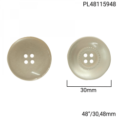 Botão Poliéster - Modinha - Perolado - C/Aro Esculpido - 4 furos - Tam  48"/30,48mm - C/50und - Cód PL48115948