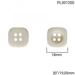 Botão Poliéster - Modinha - Quadrado C/Centro Redondo - 4 furos - Tam 30"/19,05mm - C/50und - Cód PL301200