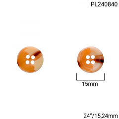 Botão Poliéster - Modinha - Imita Madeira C/3 Cores - 4 furos - Tam 24"/15,24mm - C/100und - Cód PL240840