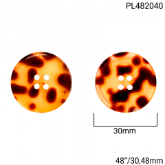 Botão Poliéster - Modinha - Gotículas Marrons - 4 furos - Tam 48"/30,48mm - C/50und - Cód PL482040