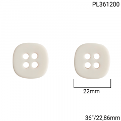 Botão Poliéster - Modinha - Quadrado - Branco - 4 furos - Tam 36"/22,86mm - C/50und - Cód PL361200
