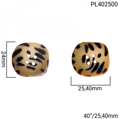 Botão Poliéster - Modinha - Animal Print Onça - 4 furos - Tam 40"/25,40mm - C/50und - Cód PL402500 