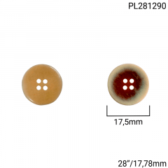 Botão Poliéster - Modinha - Rústico - 4 furos - Tam 28"/17,78mm - C/100und - Cód PL281290