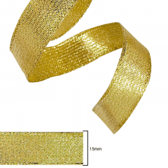 Fita Metalizada Aramada - Progresso - Ouro 203 - 15mm - C/10m - REF: M004-015